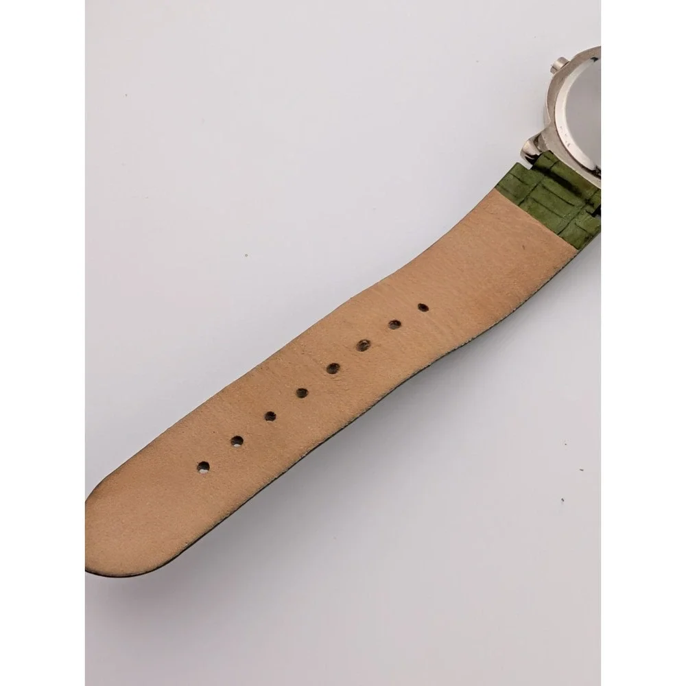Coldwater Creek Watch Women 35mm Case Olive Green Leather Band- New Battery‎
